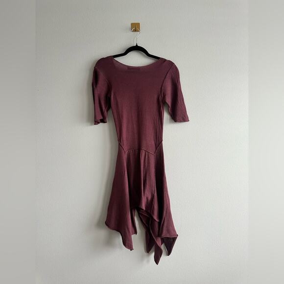 Peruvian Connection Burgundy Asymmetrical Hem Tunic Shirt Fairy Grunge Size S - Picture 3 of 6